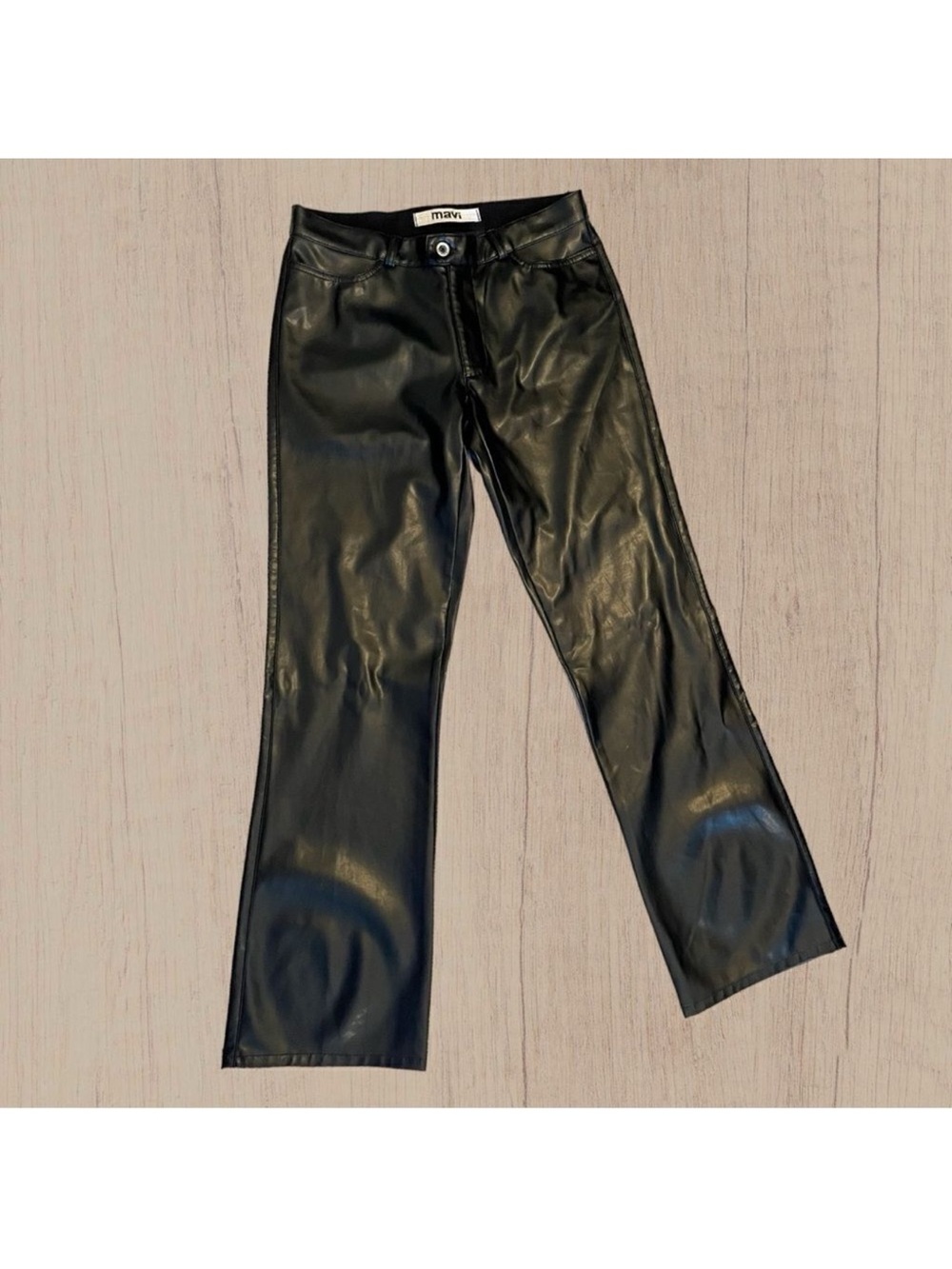 90s vintage Mavi faux leather low rise boot cut pants